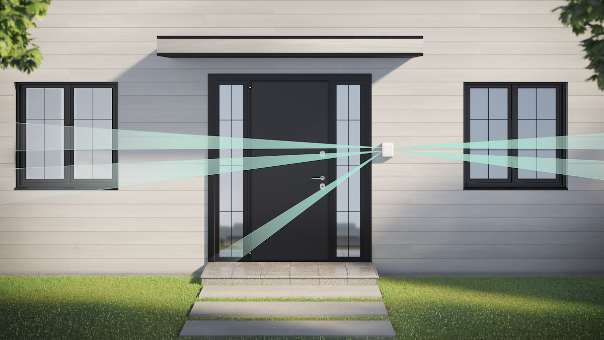 Ajax DualCurtain outdoor motion detector installed at a Collingwood estate