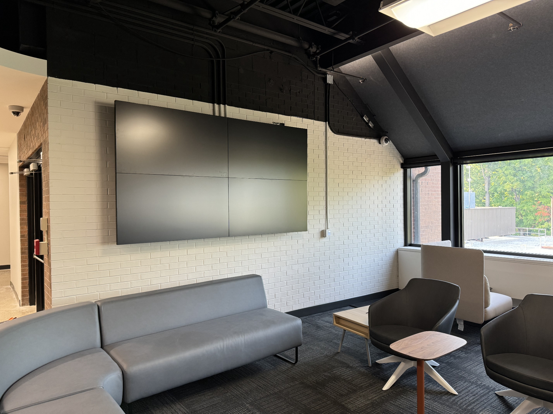 Finished commercial video wall in a Collingwood-area campus lounge