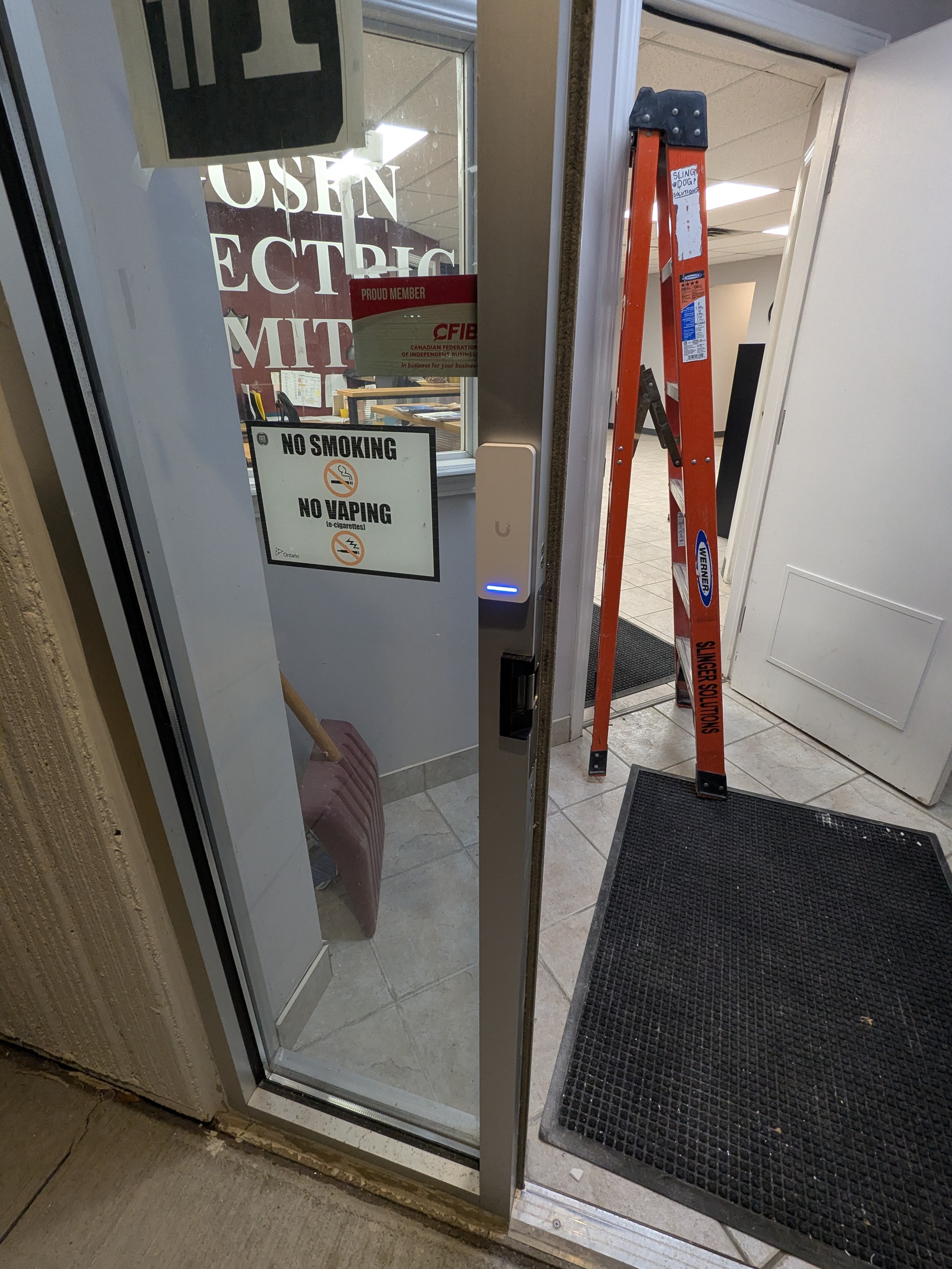 Wasaga Beach commercial building exterior with integrated cameras and access control