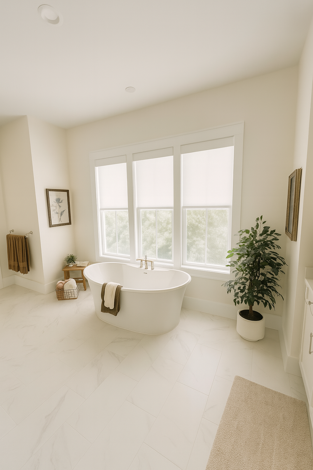 Smart bedroom with motorized shades and integrated climate control