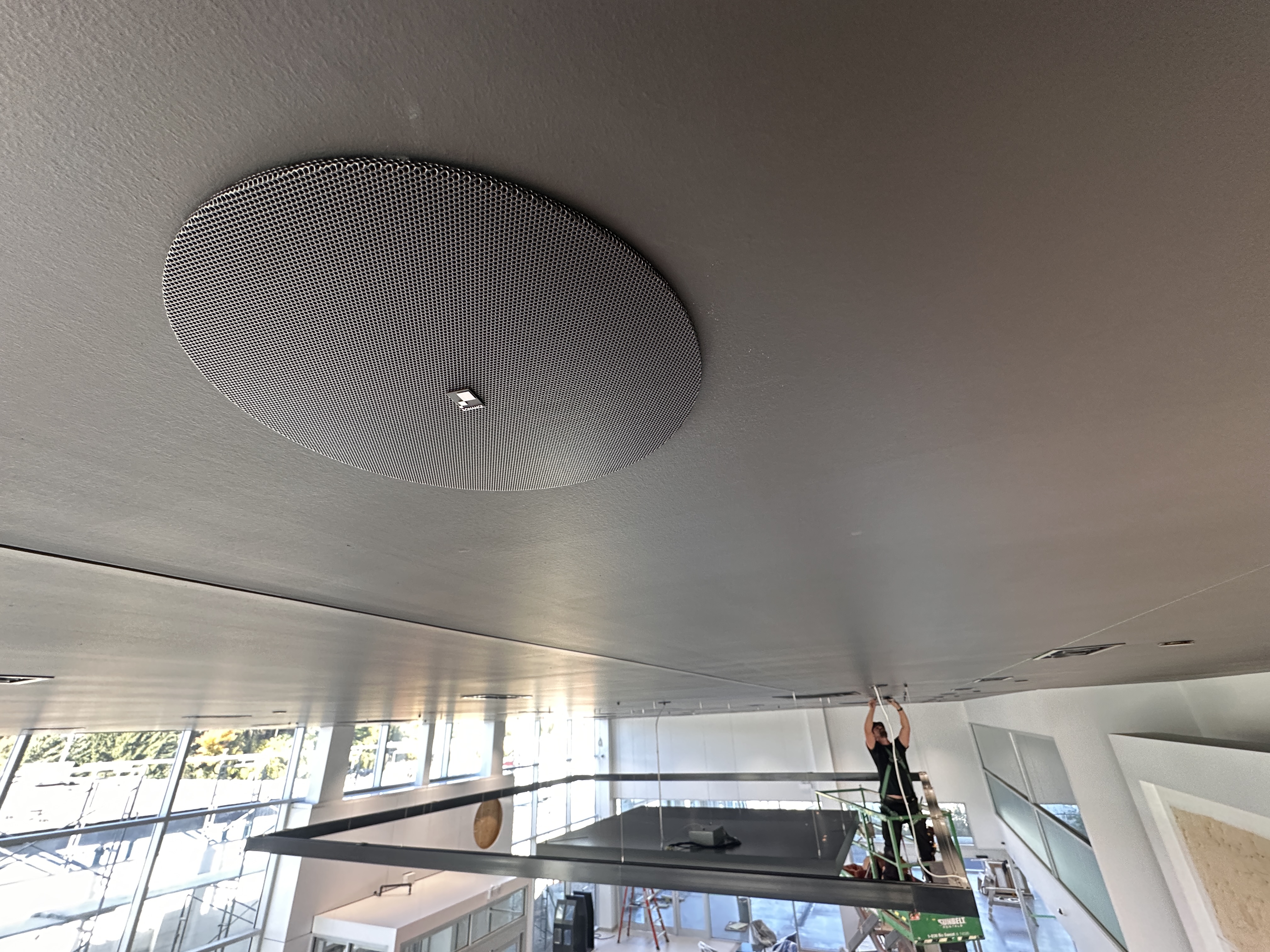 Commercial AV installation in progress at a Collingwood automotive dealership