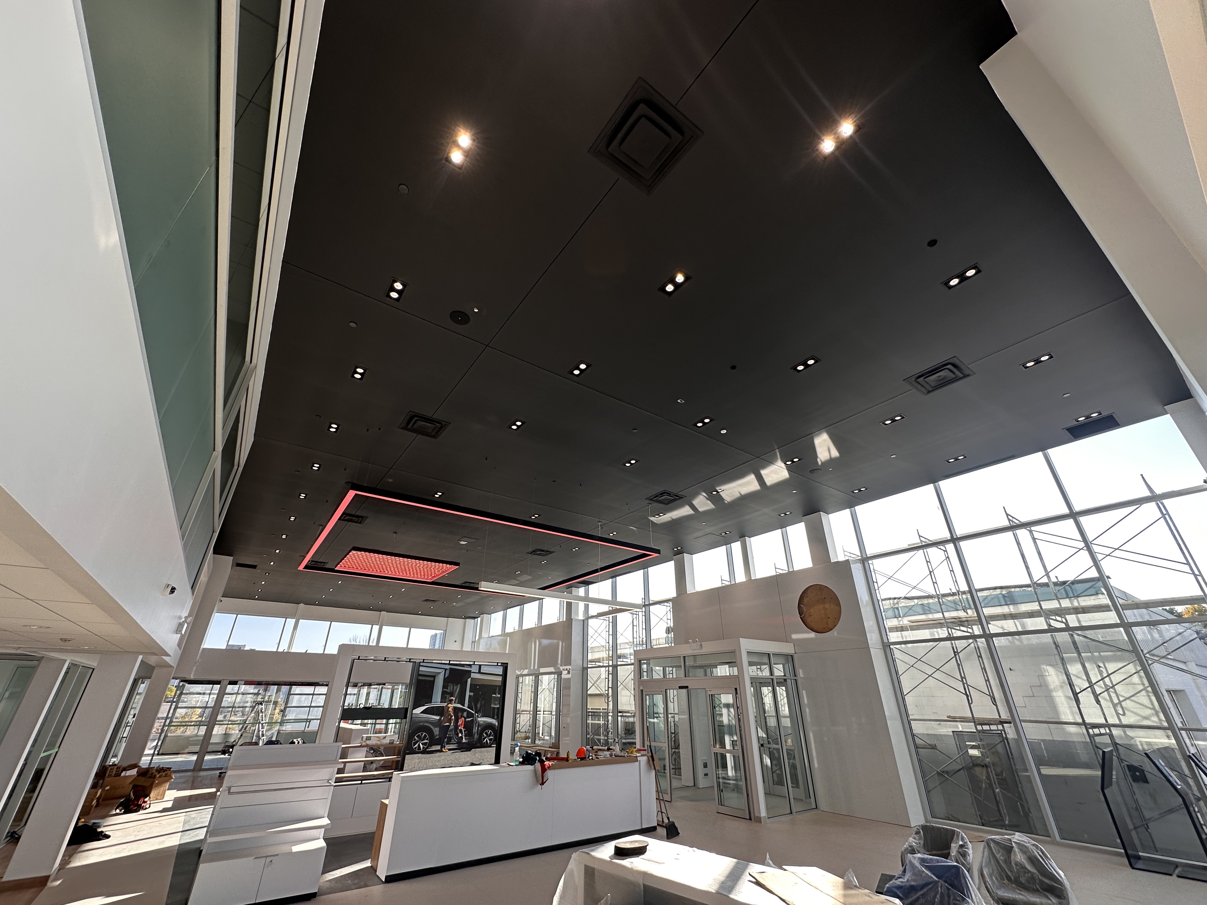 Sonance commercial ceiling speakers in a Collingwood dealership showroom